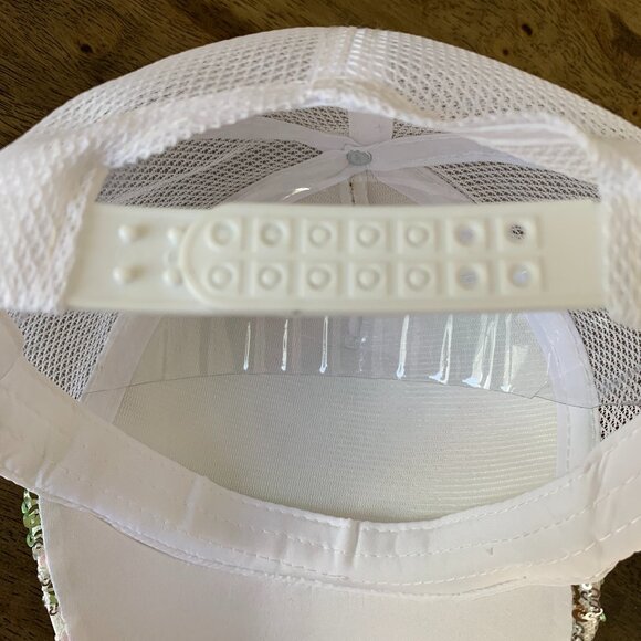 Womens Fashion Stage Style Sequin Gradient Buckle Mesh Adjustable Cap WHITE - Picture 4 of 5